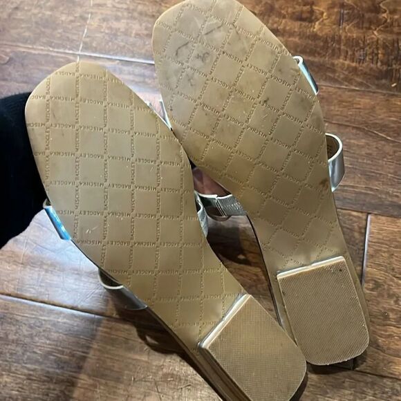 Badgley Mischka Collection Josette Leather Slide Sandal Silver, 8.5! - Picture 10 of 12